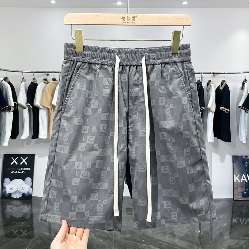 轻奢潮牌高级感青年裤子男宽松短裤碎花小众休闲裤男五分裤沙滩裤,男装,短裤,淘宝优惠券,粉丝福利购,淘宝优惠卷