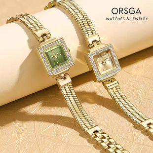 ORSGA时尚手链女士手表细带小方表镶钻轻奢厂家直播石英腕表