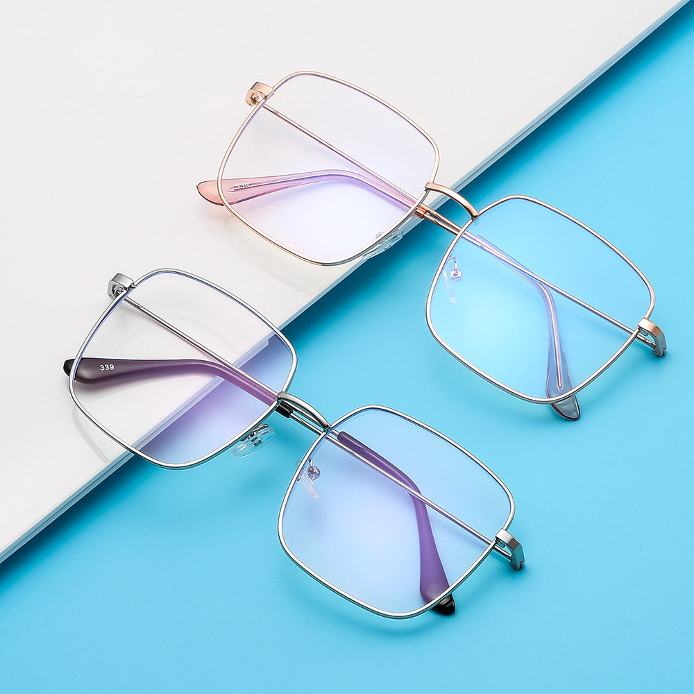 2020方形金属框架眼镜框复古文艺防蓝光平光镜四方大框金属大方框