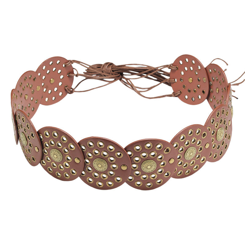 铆钉腰带圆盘绳系打结民族风腰带女波西米亚腰环气眼复古皮带女士,女士内衣/男士内衣/家居服,塑身腰封/腰夹,淘宝优惠券,粉丝福利购,淘宝优惠卷