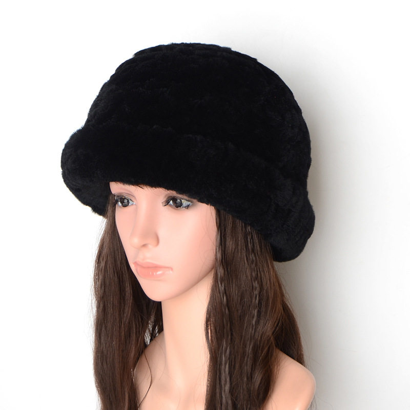 女冬獭兔毛英伦爵士百搭逛街复古圆顶小礼帽保暖皮草兔毛帽子