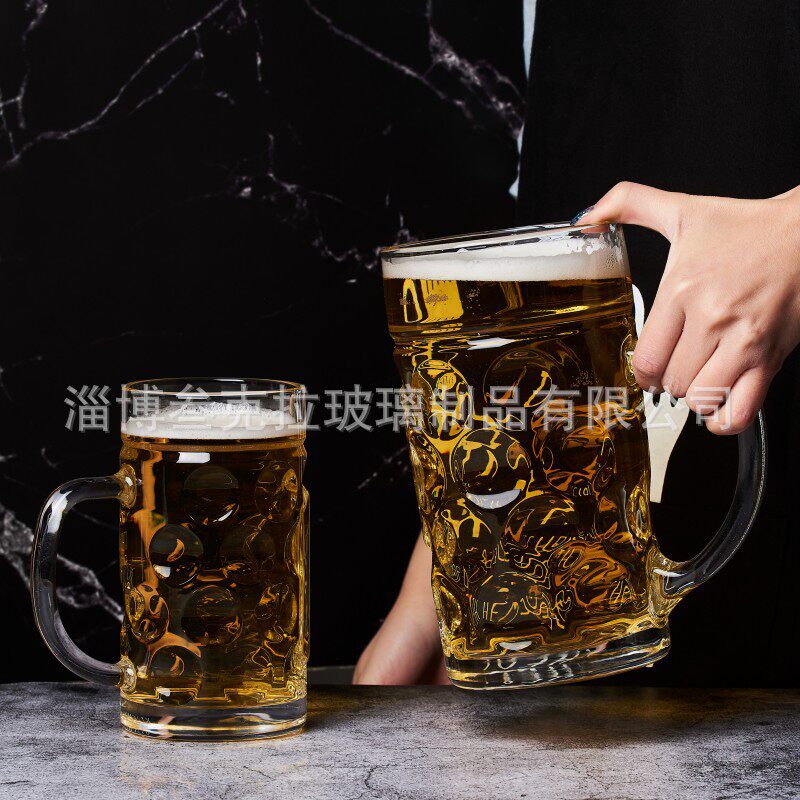 超大1升把杯玻璃扎啤杯大号德国啤酒杯啤酒节专用杯英雄杯1000ml