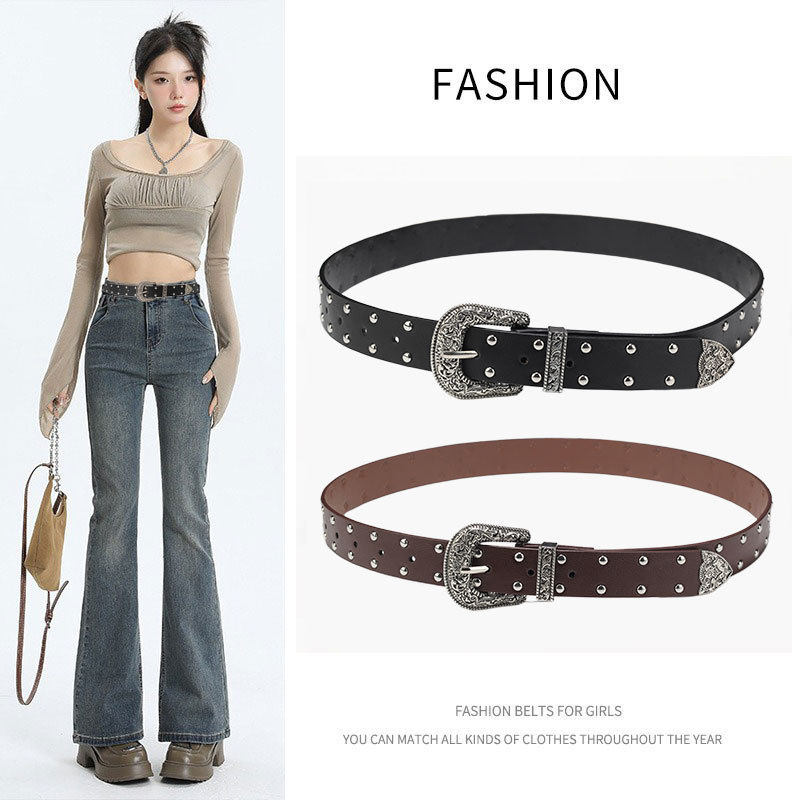 新款潮流柳钉金属扣腰带女美式复古朋克黑色腰带男炫酷千禧风裤带,服饰配件/皮带/帽子/围巾,腰带/皮带/腰链,淘宝优惠券,粉丝福利购,淘宝优惠卷