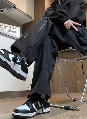 FOG RIO冲锋裤男女春秋季新款宽松直筒运动裤户外机能工装休闲裤