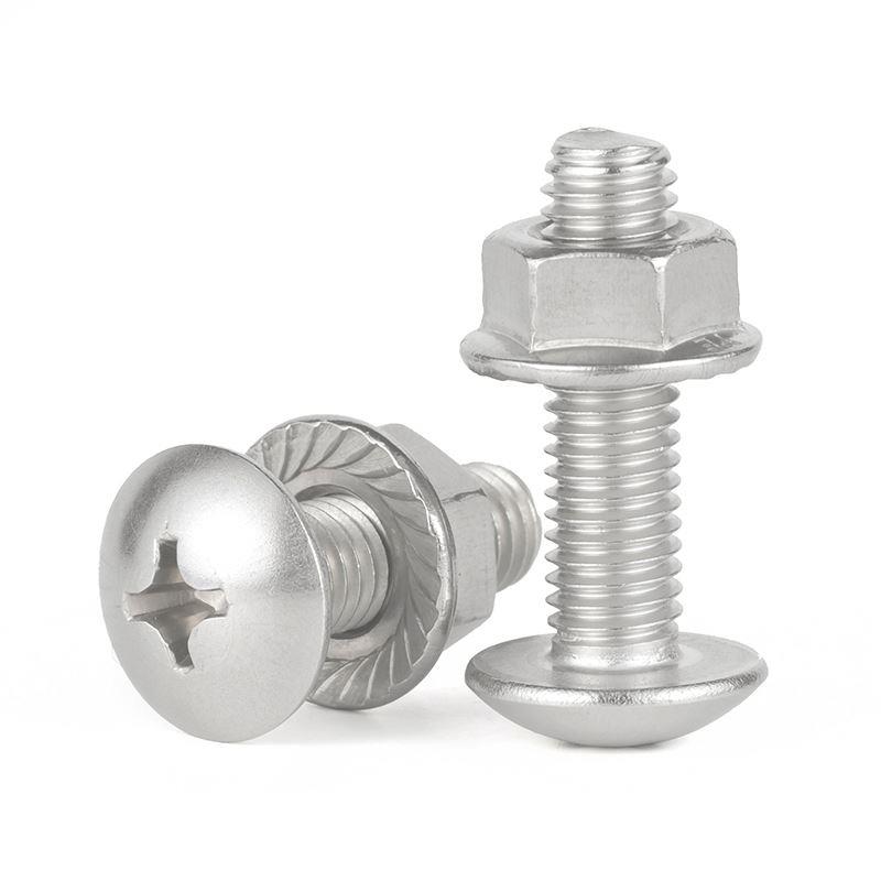304不锈钢大扁头螺丝法兰螺母套装大伞头大头十字螺钉M3M4M5M6M8
