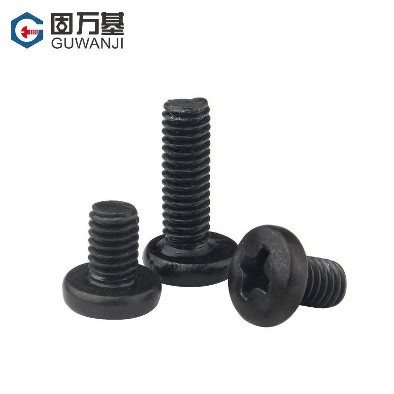 铁黑十字大圆头螺丝盘头螺钉螺栓机牙螺钉M1.7/M2/M2.5/M2.6M3M4