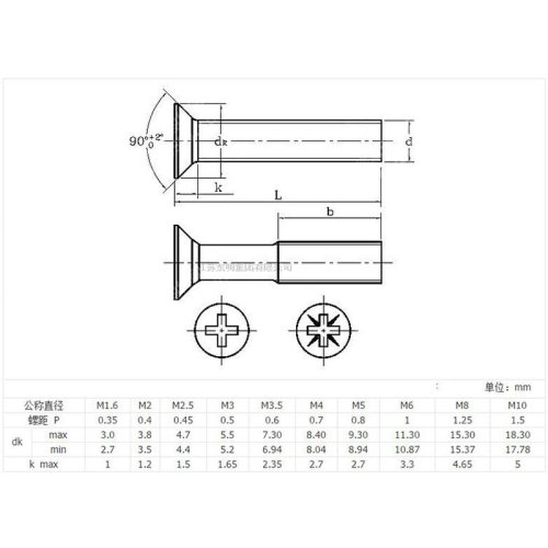 。东明316不锈钢十字沉头螺丝钉 GB819平头十字槽螺栓M3M4M5M6M8M