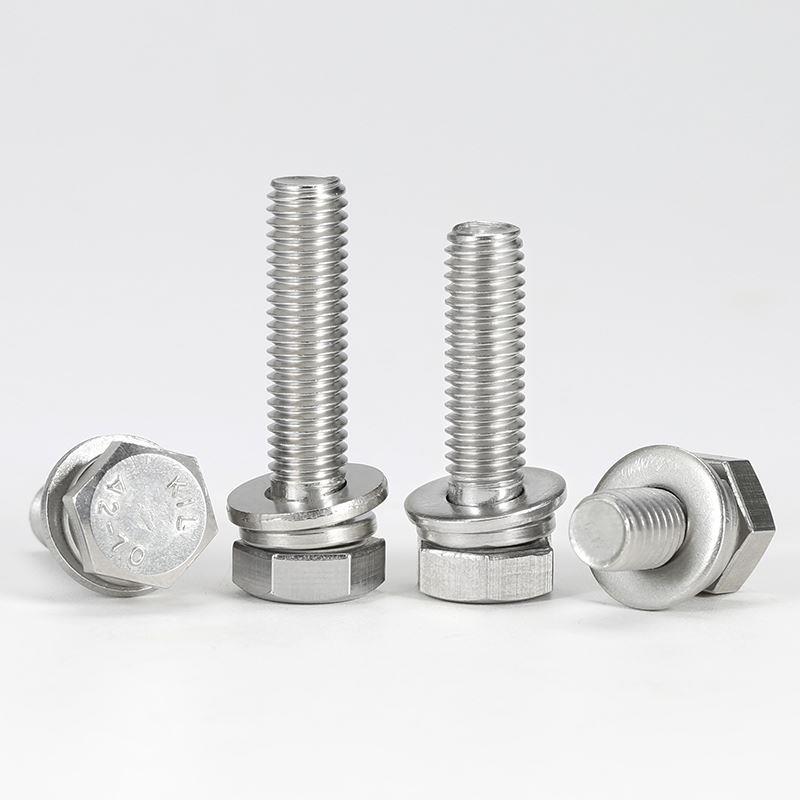 304不锈钢切边外六角螺丝316三组合螺钉带垫片螺栓M4M5M6M8M10M12