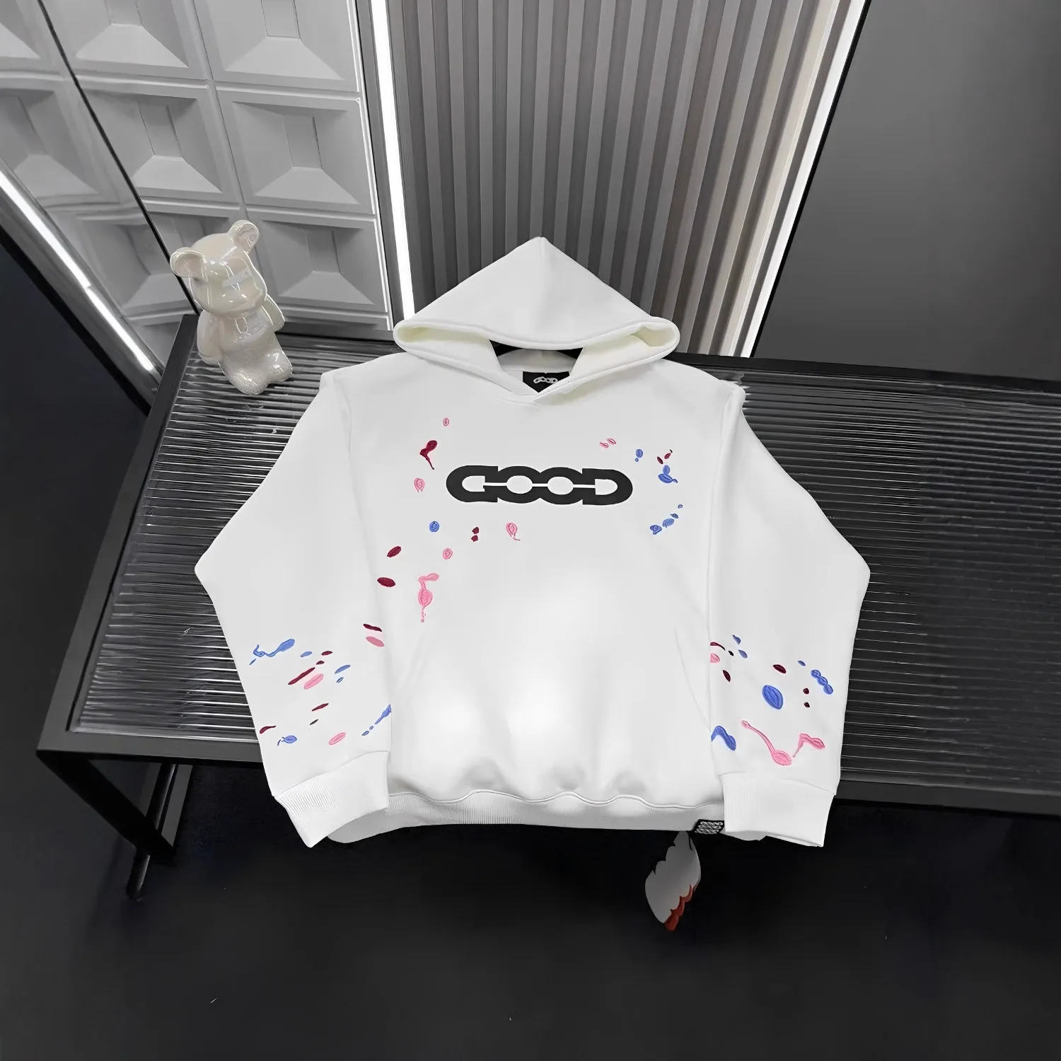 潮牌GOODBRAND老白同款糖果泼墨连帽卫衣男情侣套头时尚高级上衣