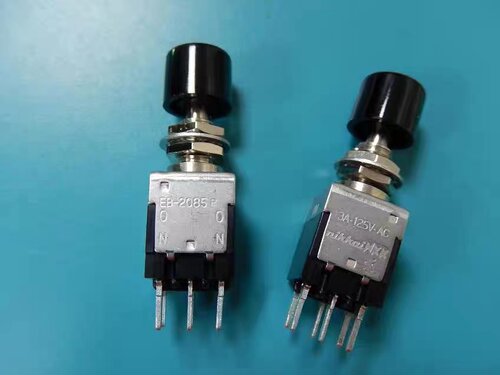 供进口原装 NKK EB-2085P按钮开关 3A,125V 6脚带自锁功能按钮