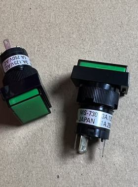 日本原装进口MIYAMA三山MS-730FIRN按钮开关3A 125V 绿色方形复位