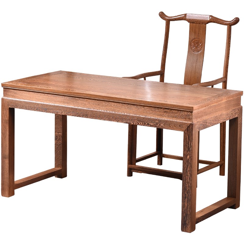 鸡翅木书桌书房 新中式实木书法桌红木书画桌 原木画案仿古办公桌