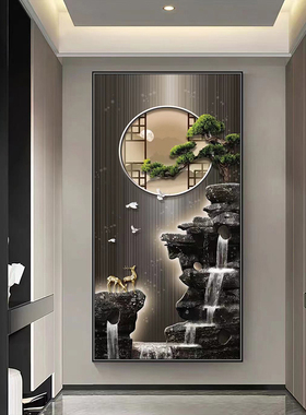 玄关贴画3d立体装饰自粘画简约现代客厅走廊壁画过道进门贴纸贴画