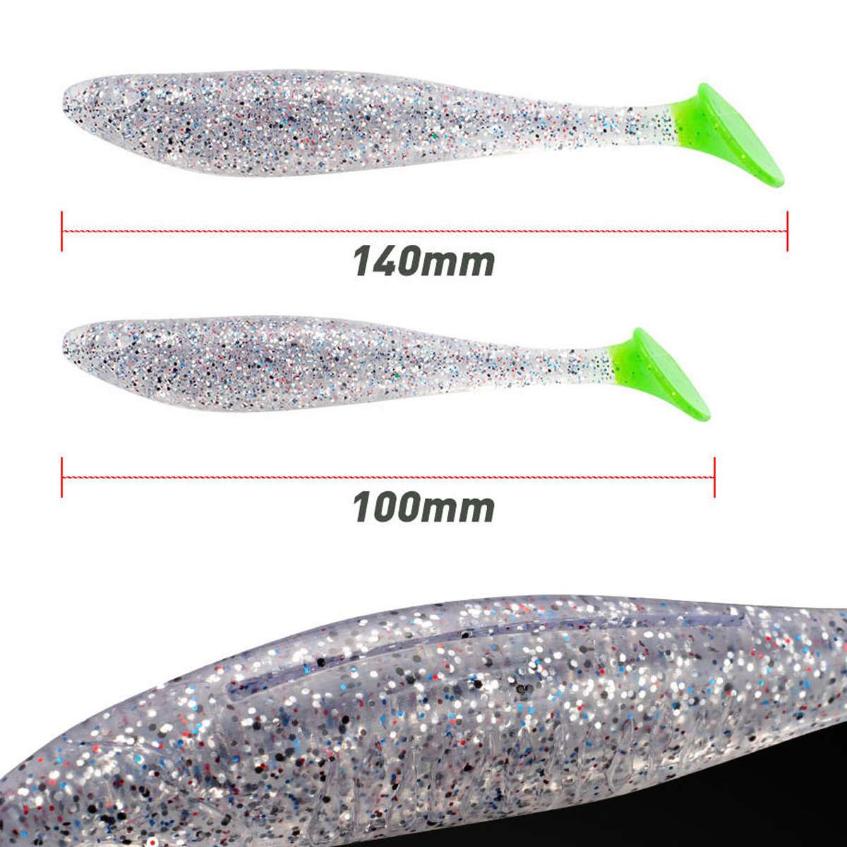 浮水软鱼T尾软虫10cm/14cm假饵高弹软饵TPR黑坑耐咬多色5只/4只装