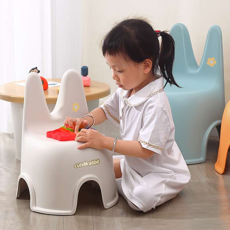 儿童塑料凳子家用宝宝靠背凳幼儿园可爱兔子凳加厚叠加小椅子