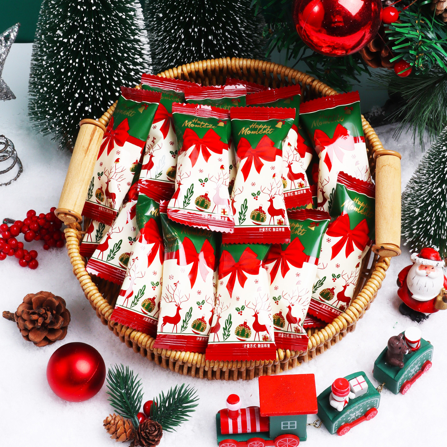 圣诞节糖果圣诞快乐棉花糖独立小包装软糖平安夜儿童休闲零食礼物