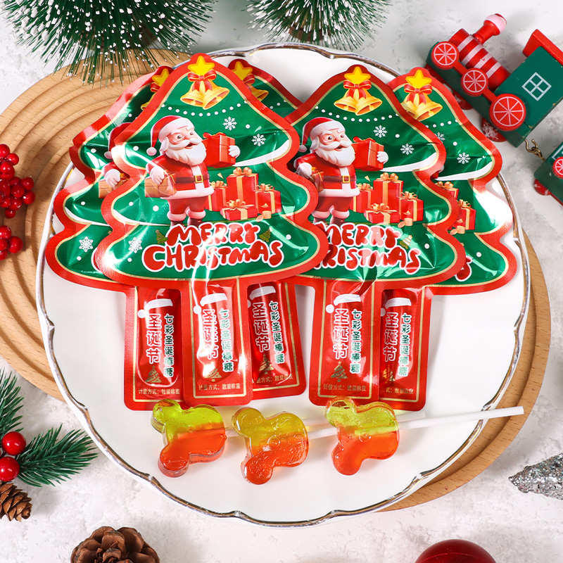 圣诞节糖果七彩棒棒糖平安夜礼物儿童休闲散装零食无添加网红爆款