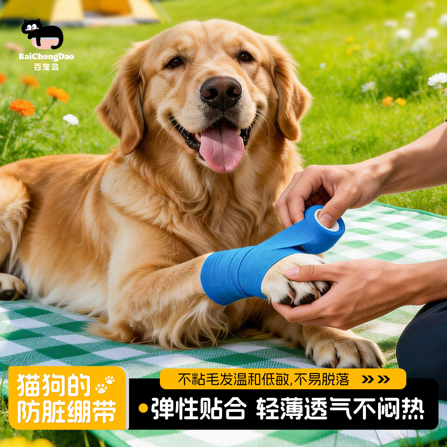宠物绷带猫狗防脏脚带弹性防挣脱轻薄透气夏季外出运动防滑防水鞋