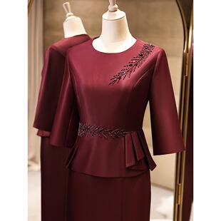 如翡春夏新款喜妈妈婚宴礼服裙高贵喜婆婆2024旗袍丈母娘高端气质