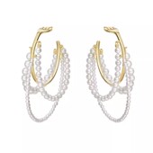 何方HEFANG餐具意面耳环奶油意面优雅个性 银流苏仿珍珠耳饰耳