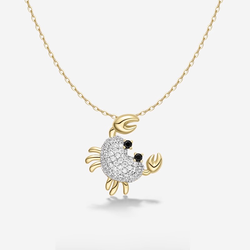 何方925银锁骨链爱心螃蟹夏日女