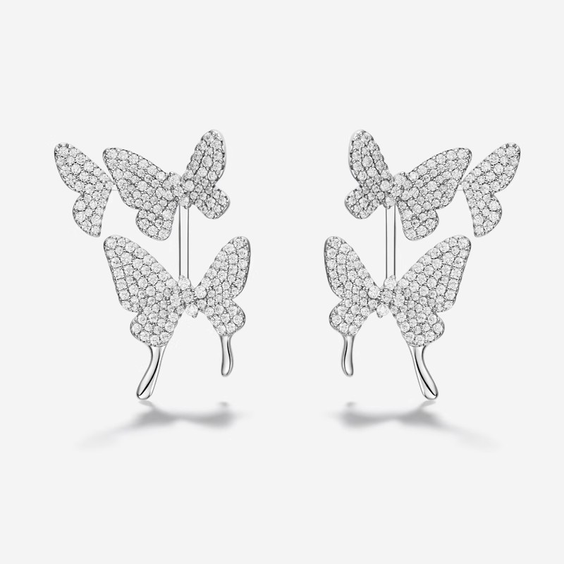 何方蝴蝶梦耳环女优雅银饰925