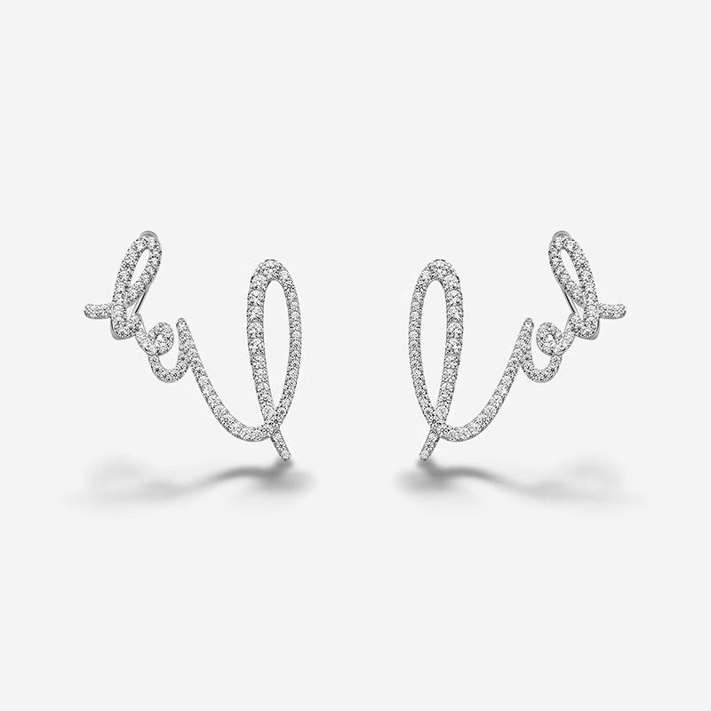 何方LOVE耳扣耳环耳钉新款925银