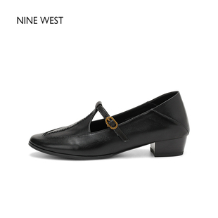 清仓款 不累脚巨好看 Nine 玖熙浅口粗跟玛丽珍鞋 单鞋 West