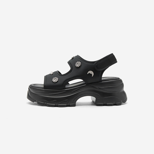 West 女外穿休闲女鞋 玖熙2025夏新款 凉鞋 花样钻饰扣厚底时装 Nine