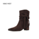 清仓款 Nine West 玖熙复古西部牛仔靴粗跟时装 靴中筒靴短靴子
