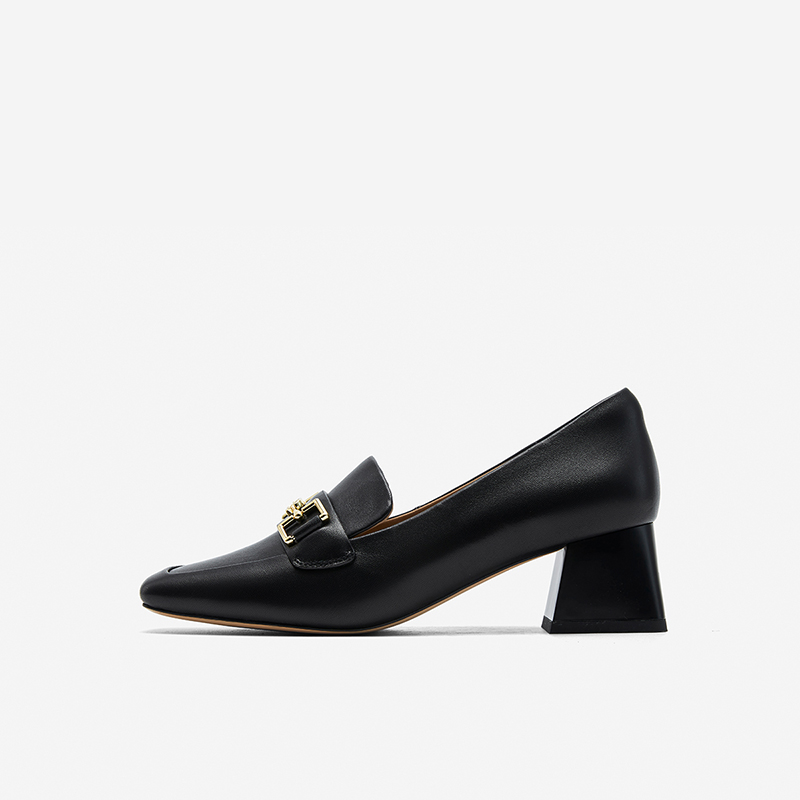 玖熙通勤方头深口高跟鞋