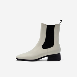 West 切尔西靴经典 玖熙女鞋 清仓款 方头低跟粗跟短靴通勤 冬季 Nine