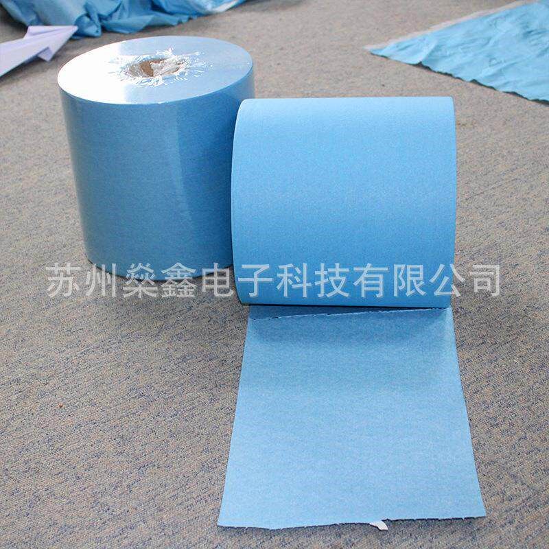 热销大卷无尘擦拭纸蓝色卷装无尘布不掉屑工业洁净吸水吸油无尘纸
