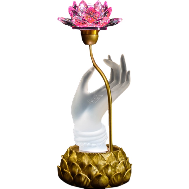 热销LED七彩琉璃佛手莲花灯佛供灯长明灯观音灯佛堂用灯荷花灯 佛
