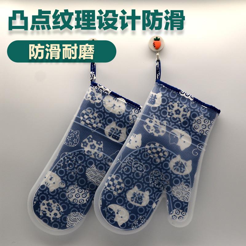 矽胶隔热手套微波炉耐高温食品级厨房烤箱专用加厚防烫防滑手套
