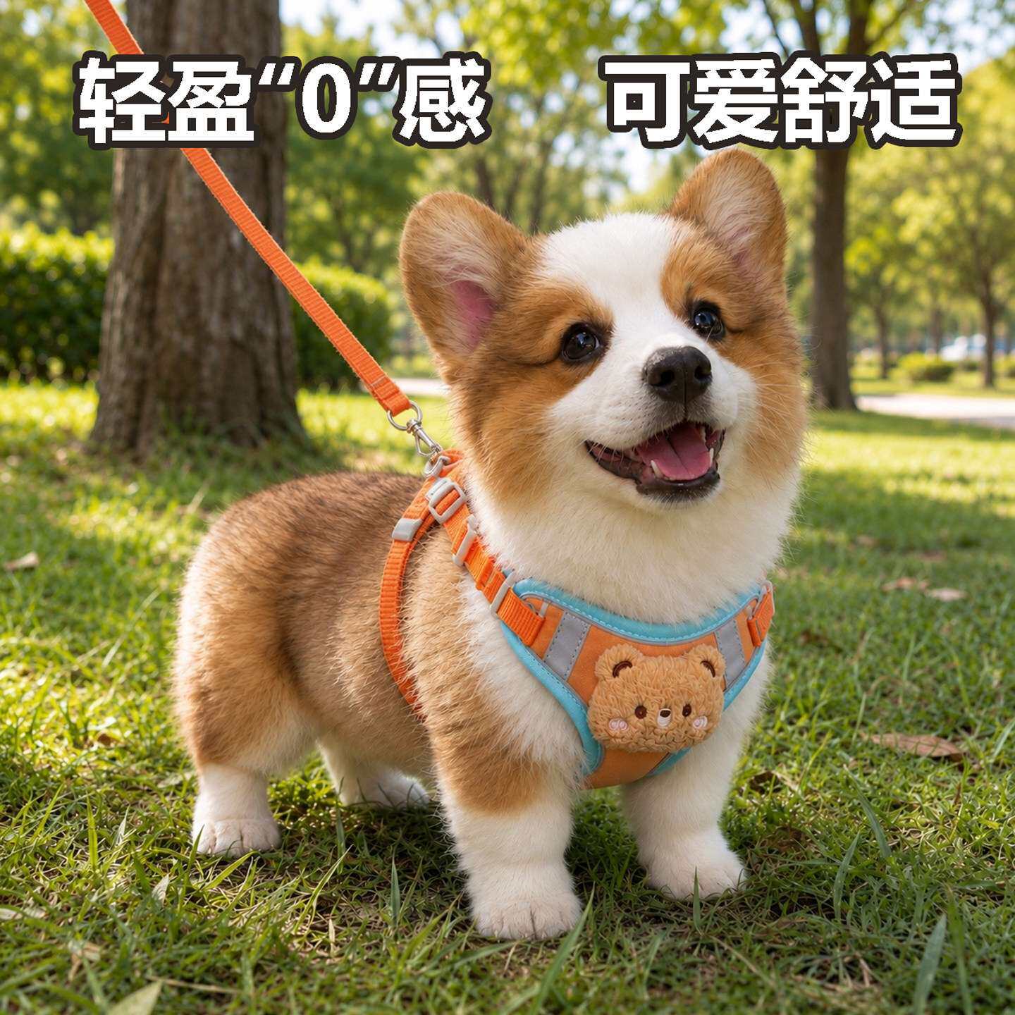 狗狗牵引绳胸背遛小狗的小中大型犬背带牵比熊背心式拴幼犬泰迪链