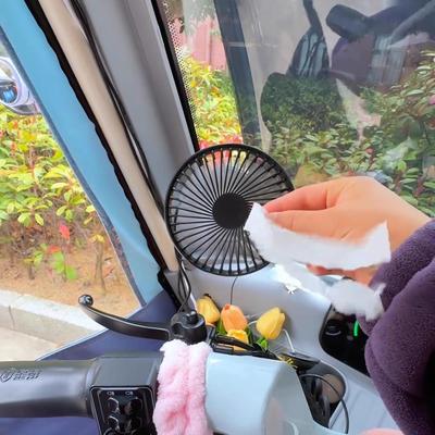 三轮车专用风扇吸盘式固定车载usb充电四轮车壁挂静音电扇大风力
