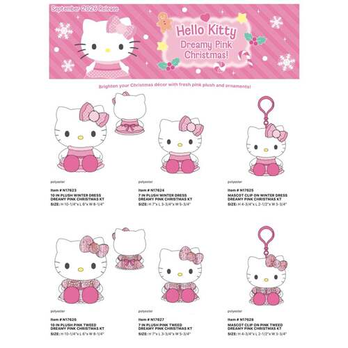 预订  26年9月slo美版梦幻粉红圣诞hellokitty毛绒挂件娃娃