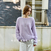 羊毛针织衫 NON RESTRAIN慵懒风宽松马海毛卷边毛衣女简约微透长袖