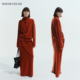 上衣女假两件直筒开叉半身长裙套装 NON RESTRAIN红色立领绒感开衫