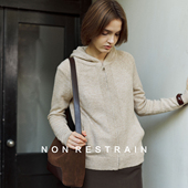 NON 连帽毛衣外套 女休闲拉链短款 RESTRAIN高级感修身 羊毛针织开衫