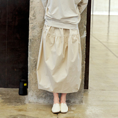 NON RESTRAIN法式 优雅气质长裙女百搭廓形宽松显瘦褶皱花苞半身裙