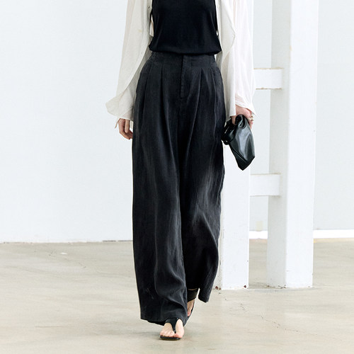NONRESTRAIN高腰垂感休闲阔腿裤