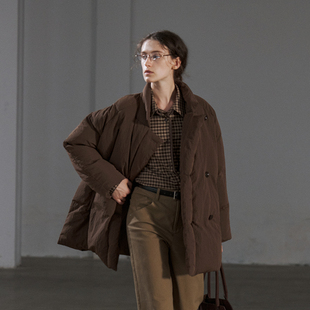 廓形宽松保暖外套 白鸭绒立领羽绒服女2024冬季 NON RESTRAIN中长款