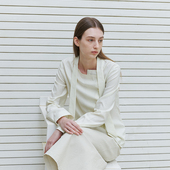 衬衫 NON RESTRAIN设计感飘带领斜门襟长袖 女亚麻褶皱荡领气质衬衣