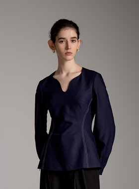 NON RESTRAIN法式长袖衬衫女气质简约修身收腰上衣小众衬衣显瘦