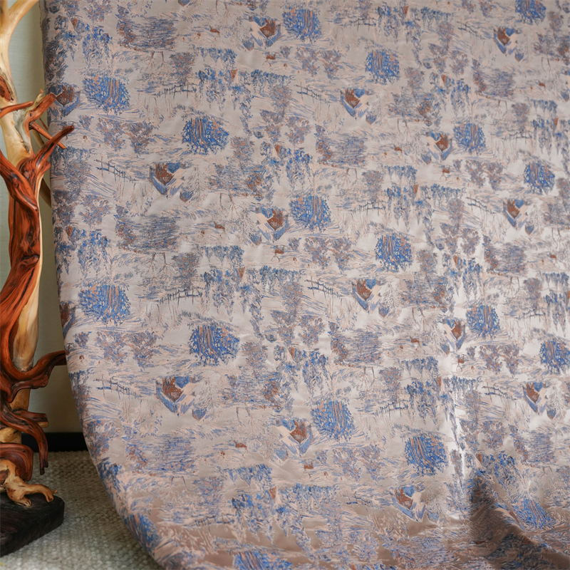 【冰雪世界双面】草本罗锦140幅宽100桑蚕丝面料过薯莨CB-BX0062