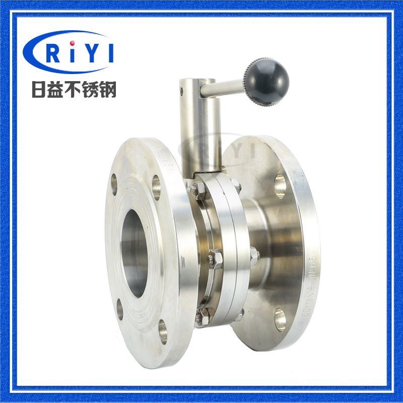 304卫生级手动不锈钢法兰蝶阀 食品级圆形碟阀涡轮阀门DN50 DN65