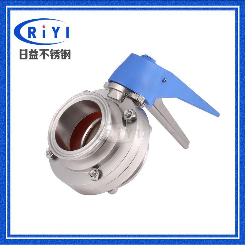304卫生级不锈钢快装鸭嘴式蝶阀 十二定位卡箍式塑料手柄快开阀门