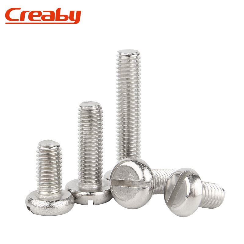 304不锈钢一字槽圆头螺丝开槽螺栓盘头螺丝机螺钉M2M3M4M5M6M8